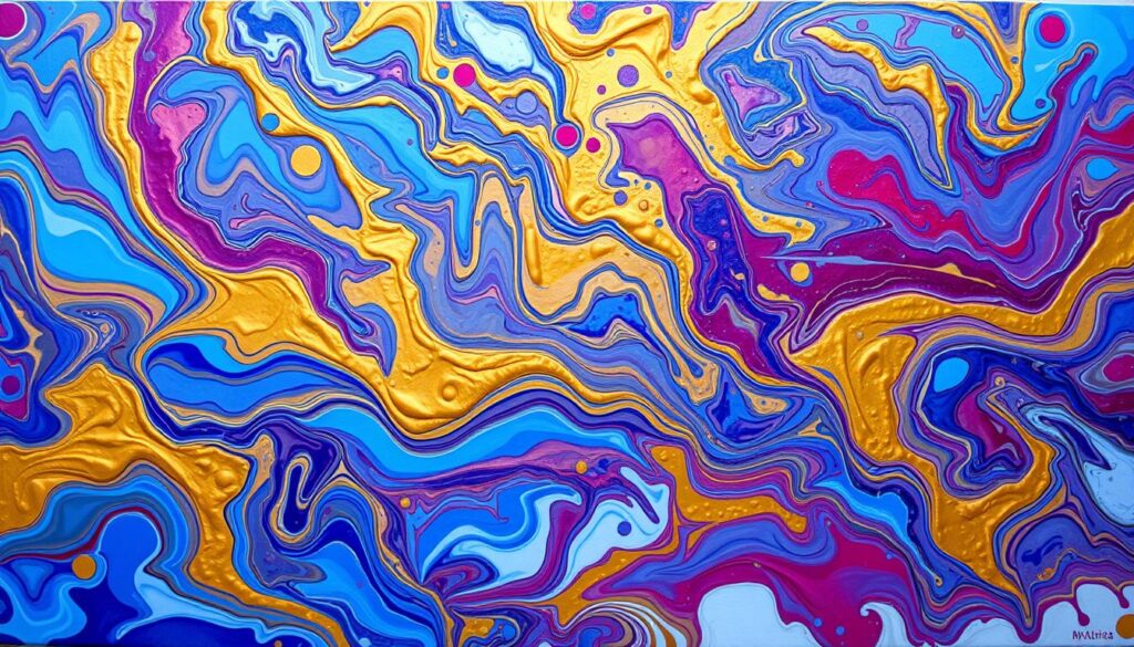 Abstract acrylic pouring on canvas
