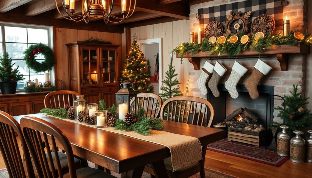 Farmhouse Christmas decor with natural materials