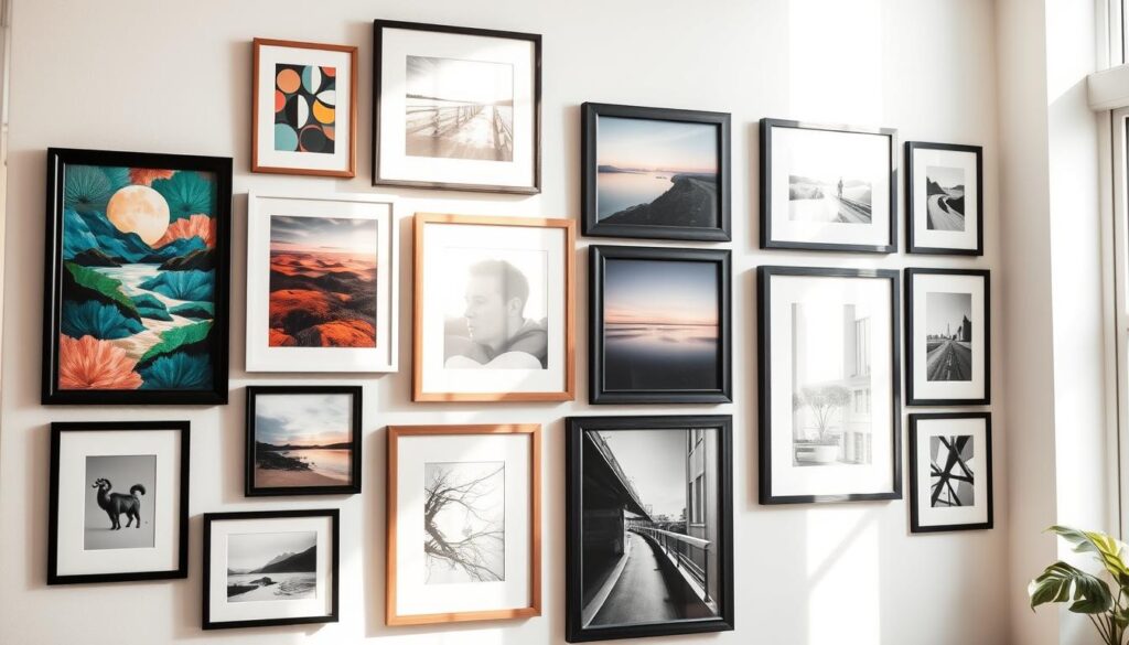 Gallery wall with custom prints